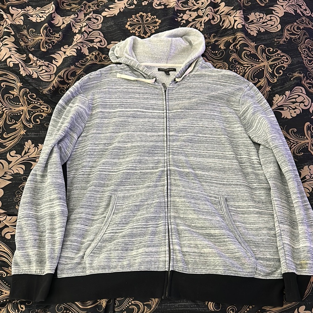 Banana Republic Gray Zip Up Sweater with Ribbed Trim